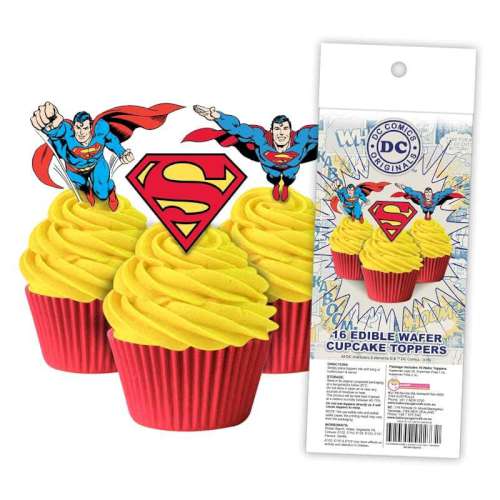 Edible Wafer Paper Cupcake Decorations - Superman - Click Image to Close